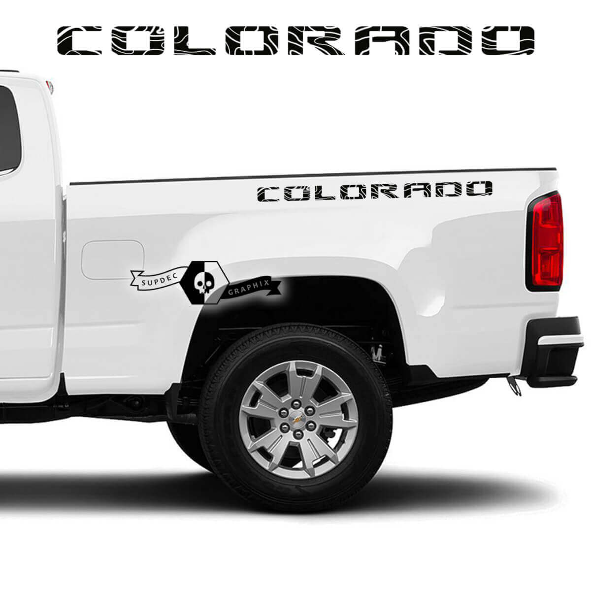 Paar Chevrolet Colorado Zijbed Logo Contourlijn Vinyl Decal Sticker
