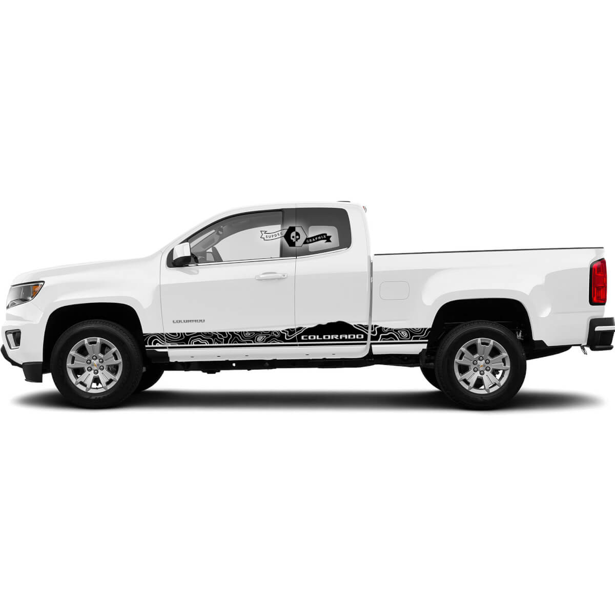Paar Chevrolet Colorado Side Rocker Panel Stripes Mountains Contour Line Vinyl Decal Sticker
