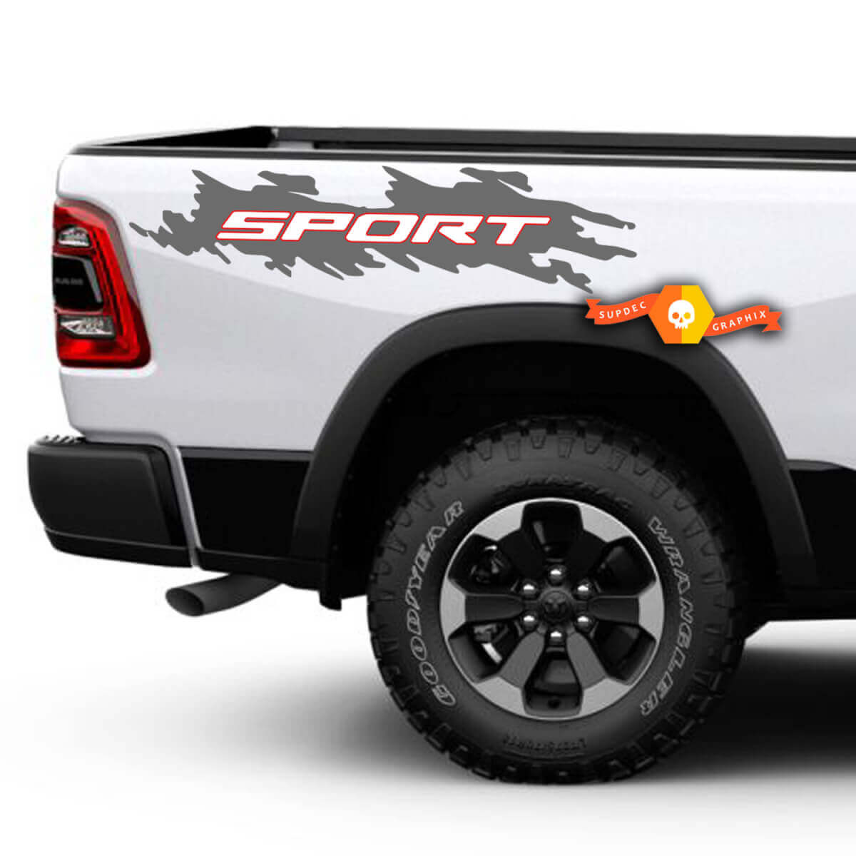 Paar Dodge Ram Rebel Style Sport Bed Side Decal Sticker Graphics Vinyl Bedside 2017 - 2023
