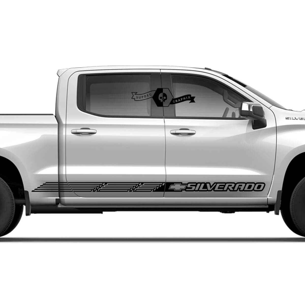 Combineer Chevrolet Silverado Side Rocker Panel Strepen Logo lijn Slim vinyl sticker sticker