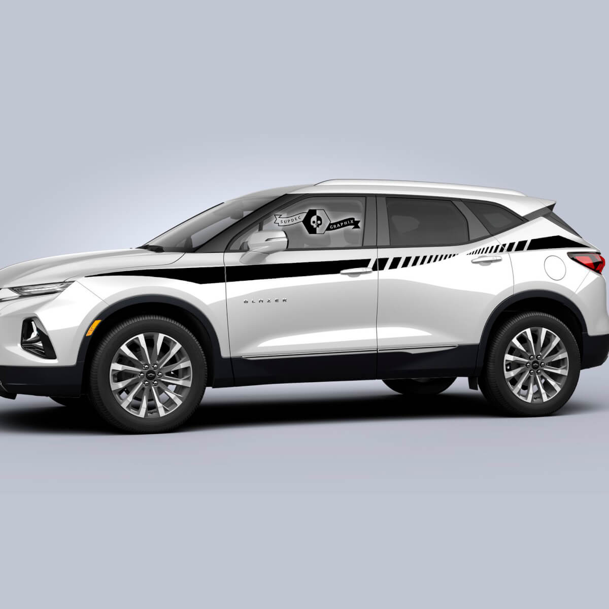 Paar Chevrolet Blazer 2023 Zijdeur Omhoog Streep Spatbord Vinyl Decal Sticker
