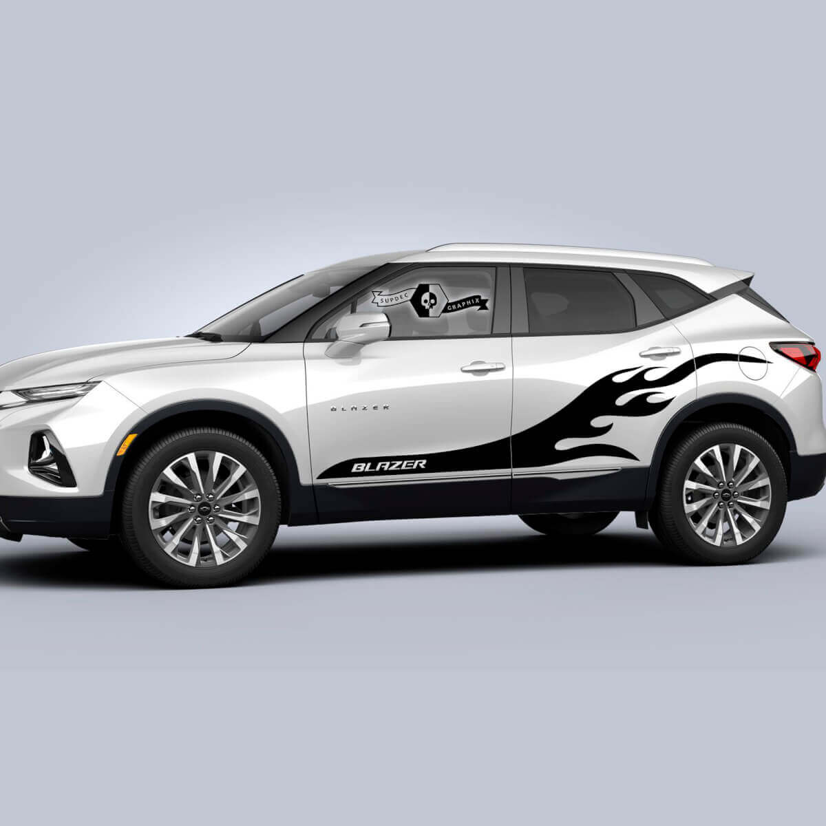 Paar Chevrolet Blazer 2023 Decals Deuren Zijkant Rocker Panel Flame Fire Stripe Vinyl Decal Sticker
