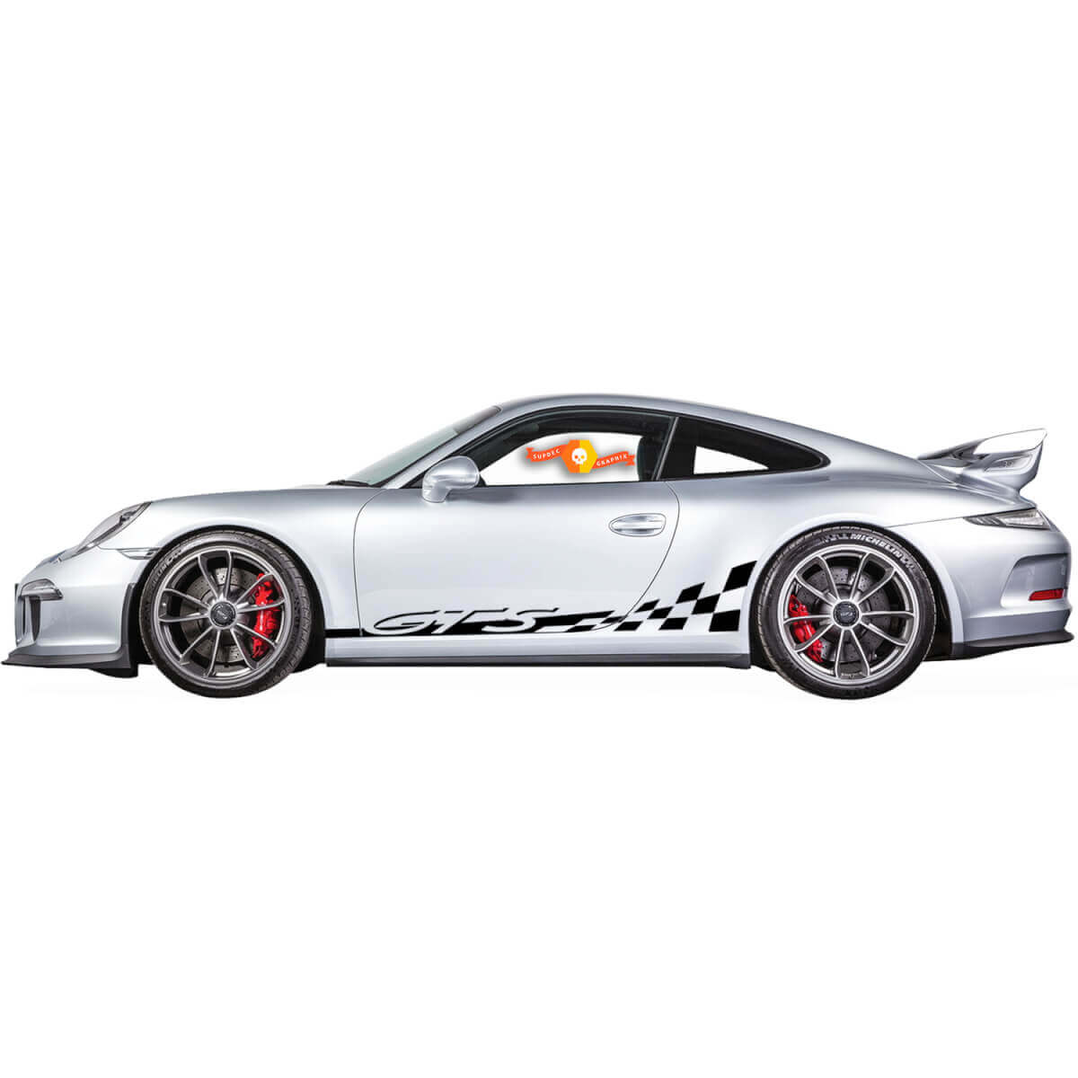 2 Porsche 911 GT3 RS GTS Rocker Panel Side Dambord Vlag Strepen Deuren Kit Sticker Sticker
