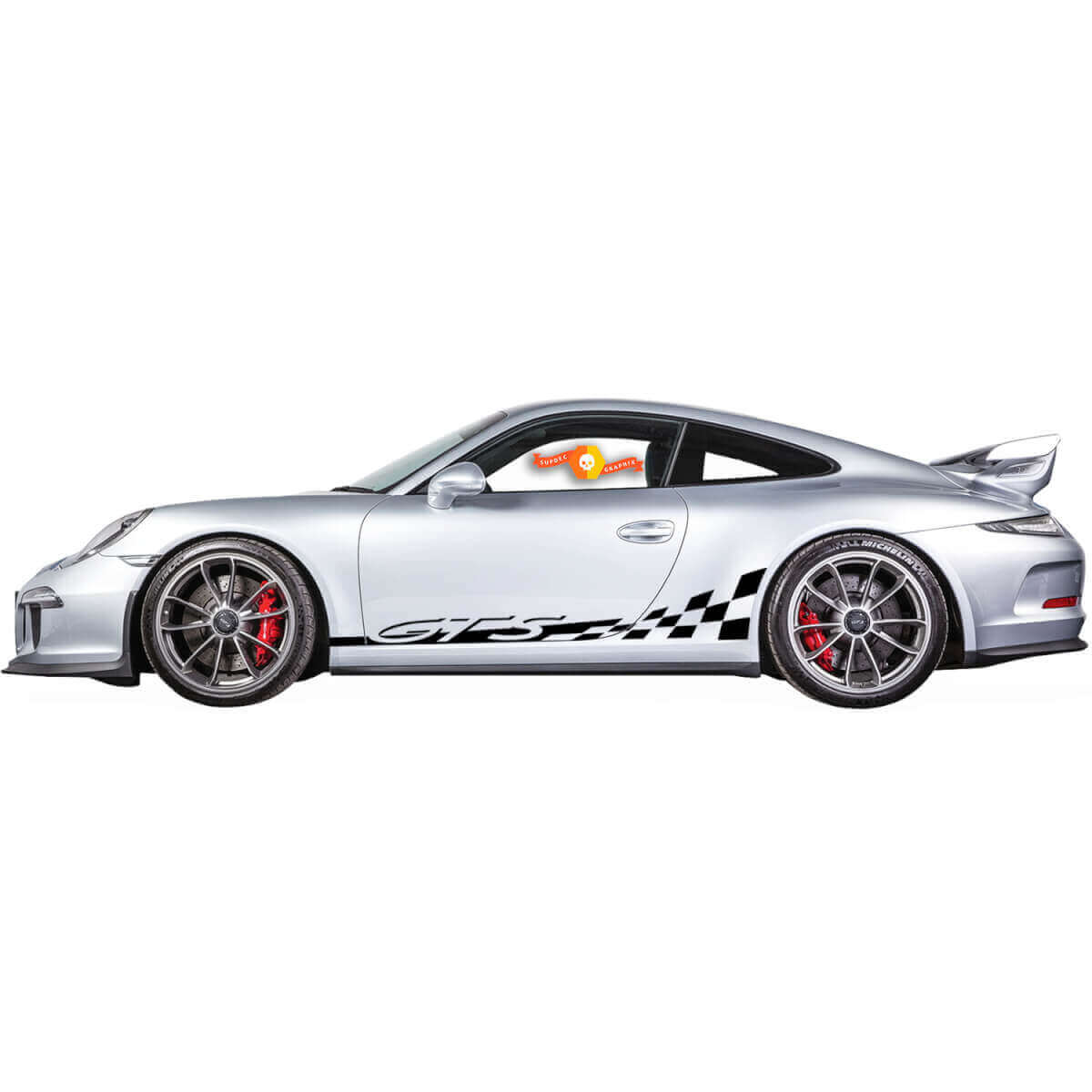 GTS Schuifje Ruit Motief Rocker Panel Strepen Vinyl Decal Kit voor Porsche 911