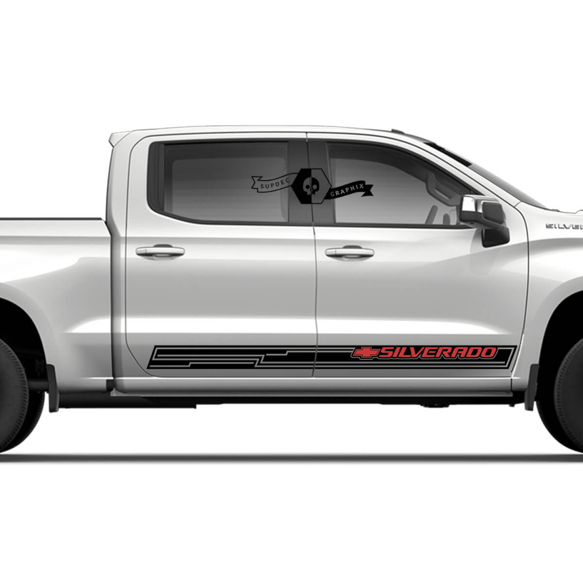 Combineer Chevrolet Silverado Side Rocker Paneel 2 kleuren Logo Deuren Stripe Vinyl Decal Sticker