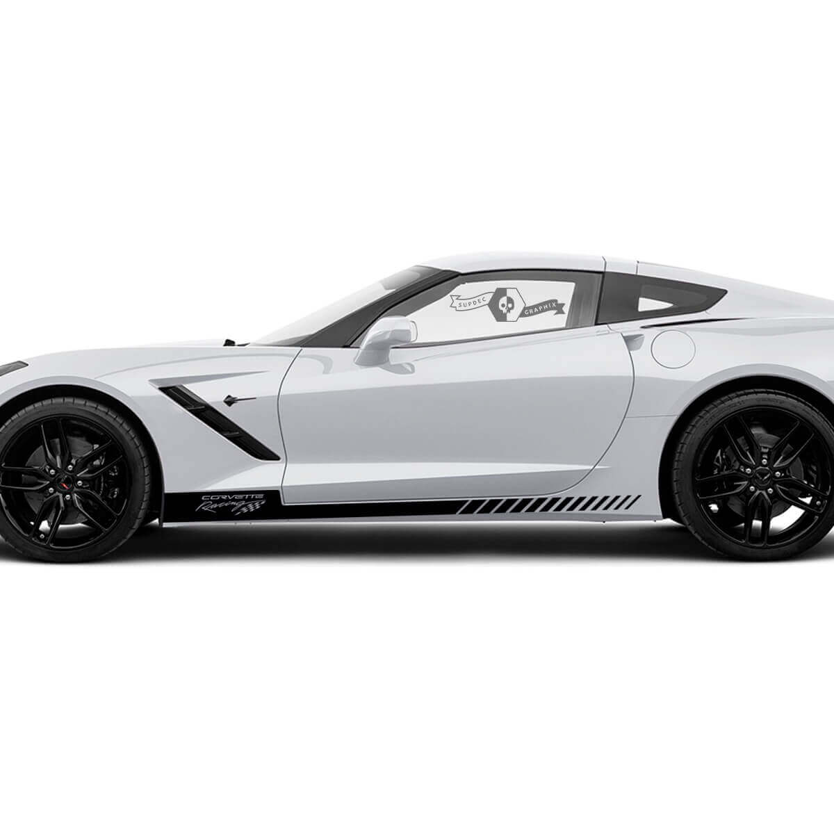 Racingvlag Strepen Rocker Panel Vinyl Stickers voor Chevrolet Corvette