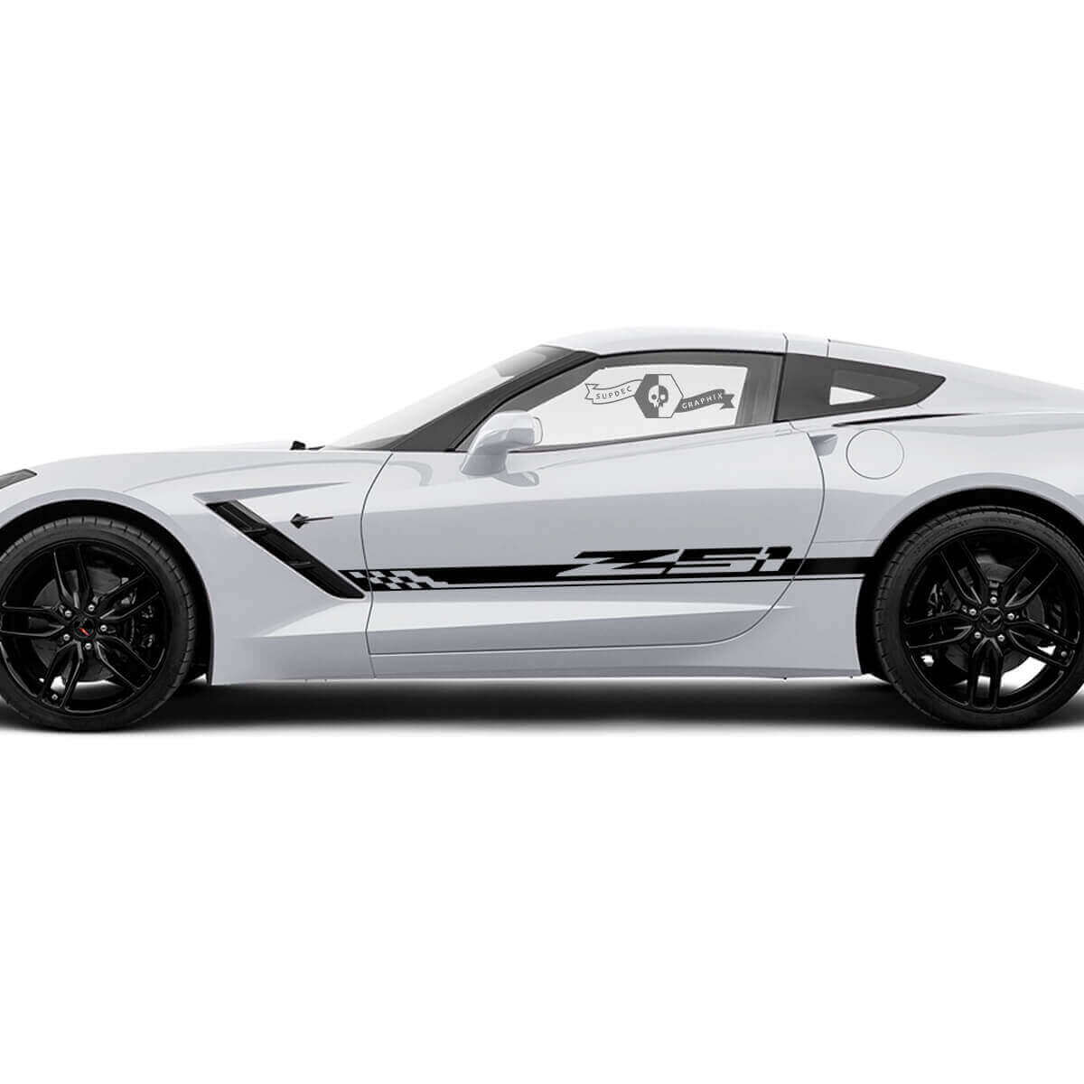 Checkerboard-vlag zijstrips vinylstickers Chevrolet Corvette Z51