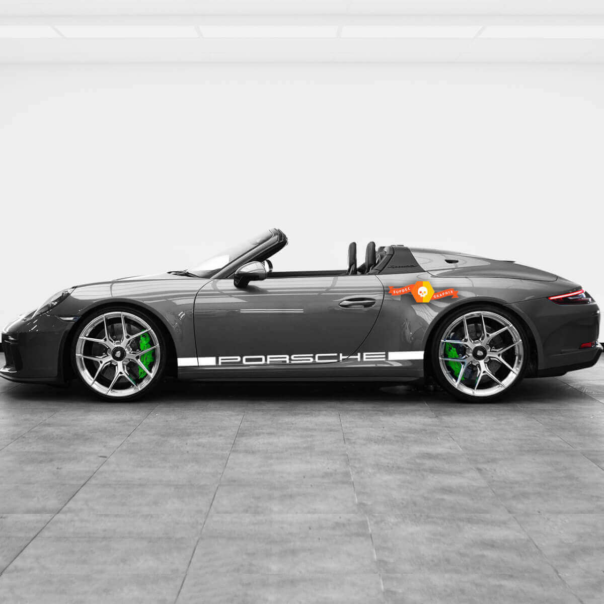 Heritage stijl zijstrepen vinyl decal kit voor Porsche 911 Speedster