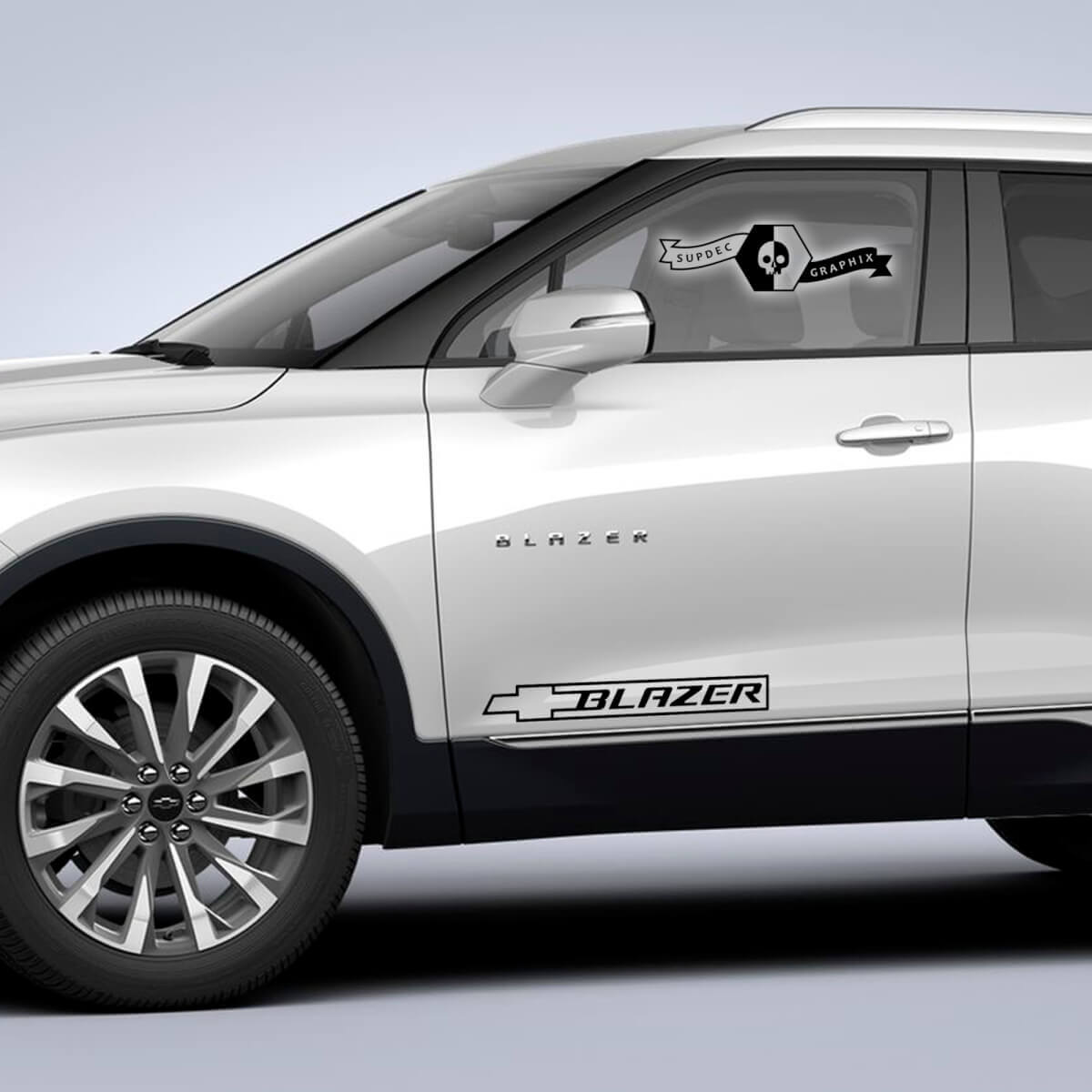 2x Chevrolet Blazer 2023 zijdeuren schaduwversiering vinylsticker
