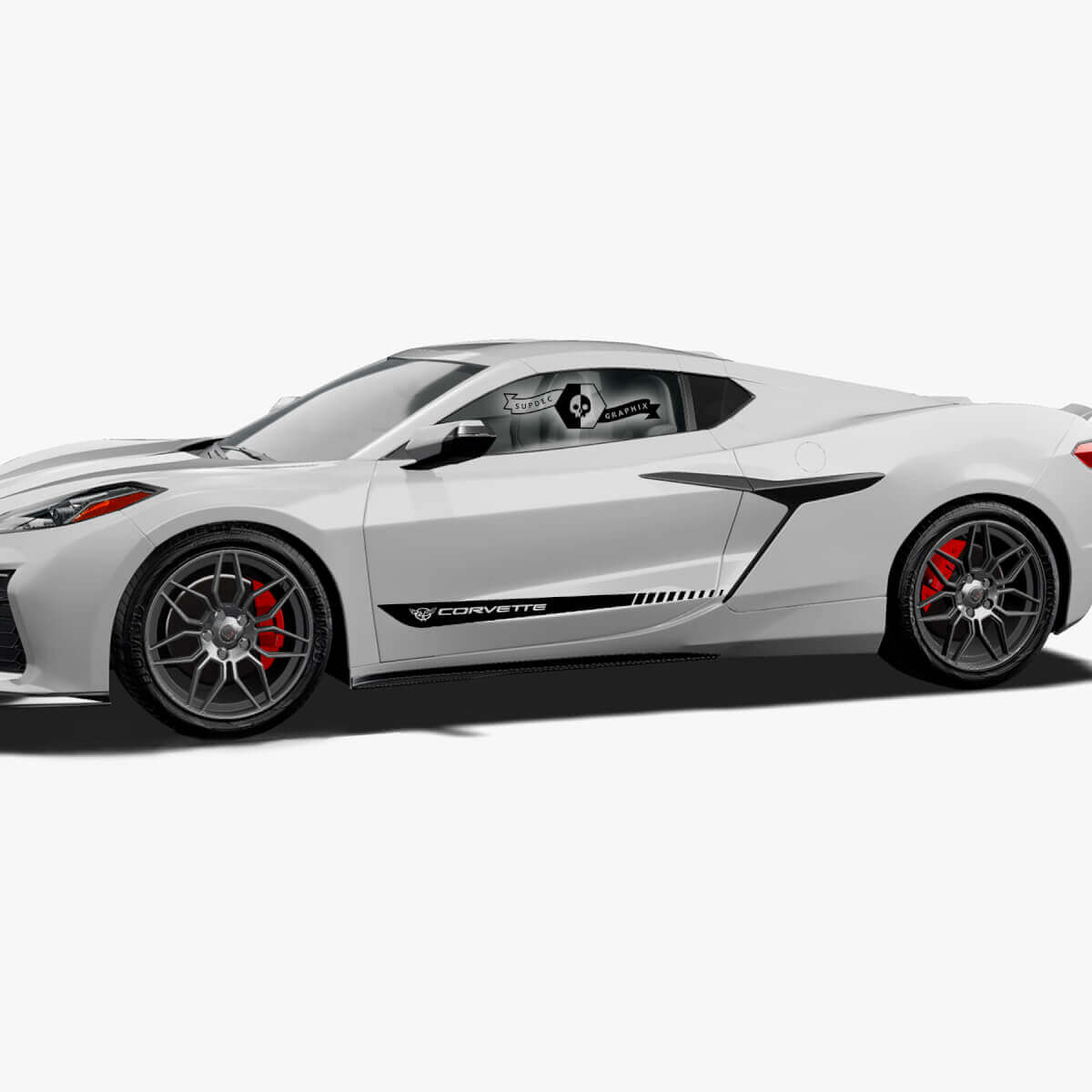 2x Chevrolet Corvette Z06 Zijdeuren Logo Lijnen Gestippelde Vinyl Decal Sticker
