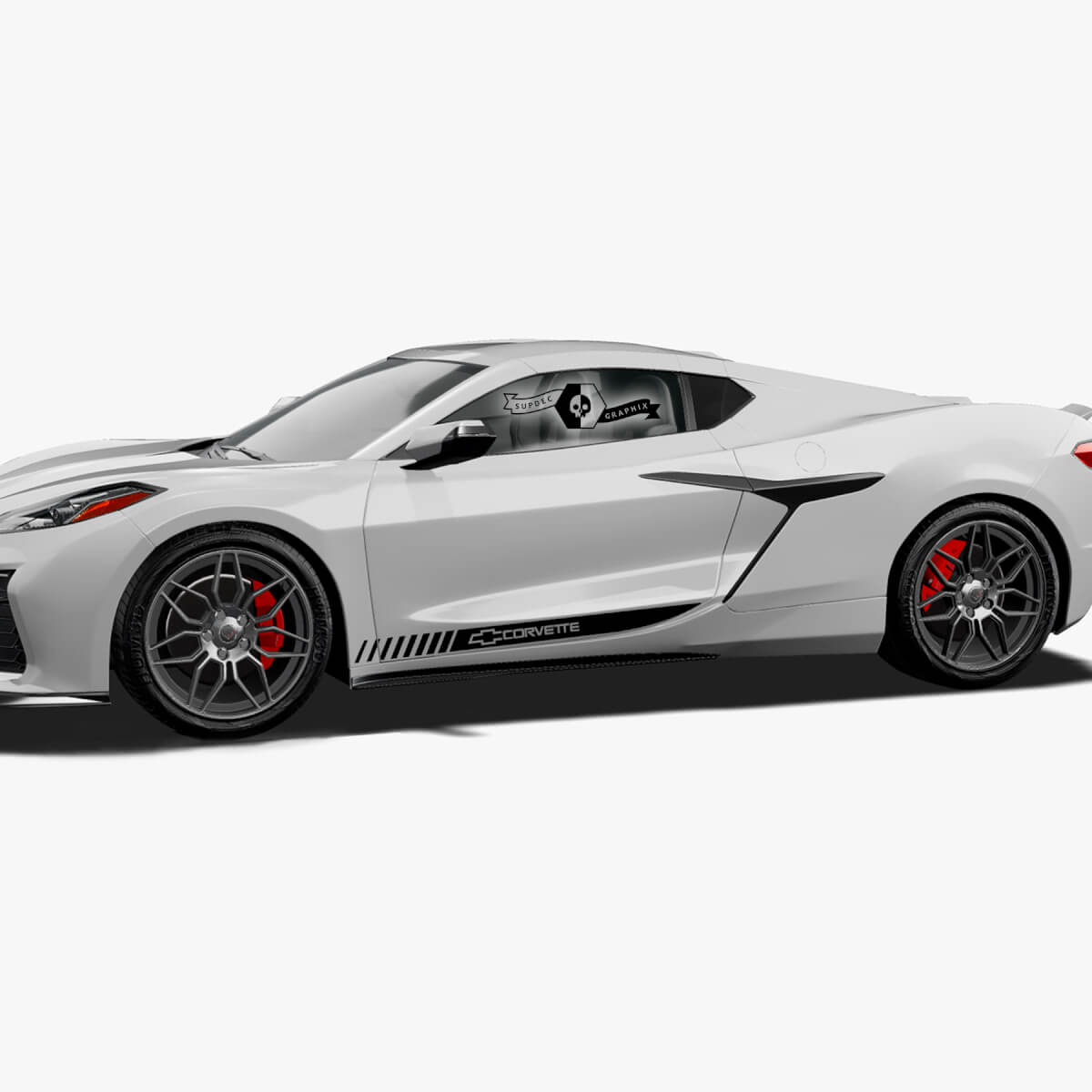 2x Chevrolet Corvette Z06 zijdeuren streeplogo lijnen vinyl sticker
