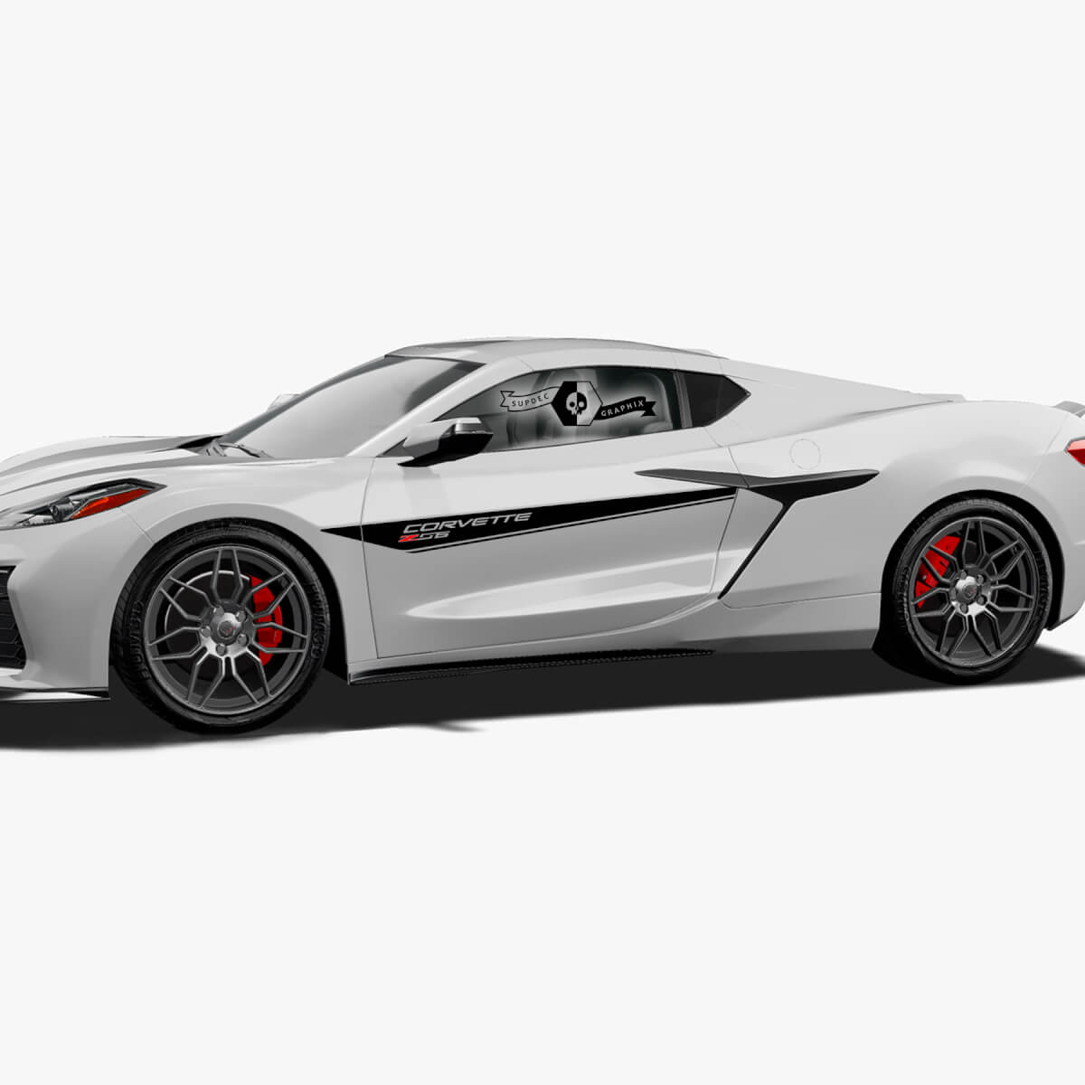 2x Chevrolet Corvette Z06 Zij deuren strepen 2 kleuren Trim Vinyl Decal Sticker