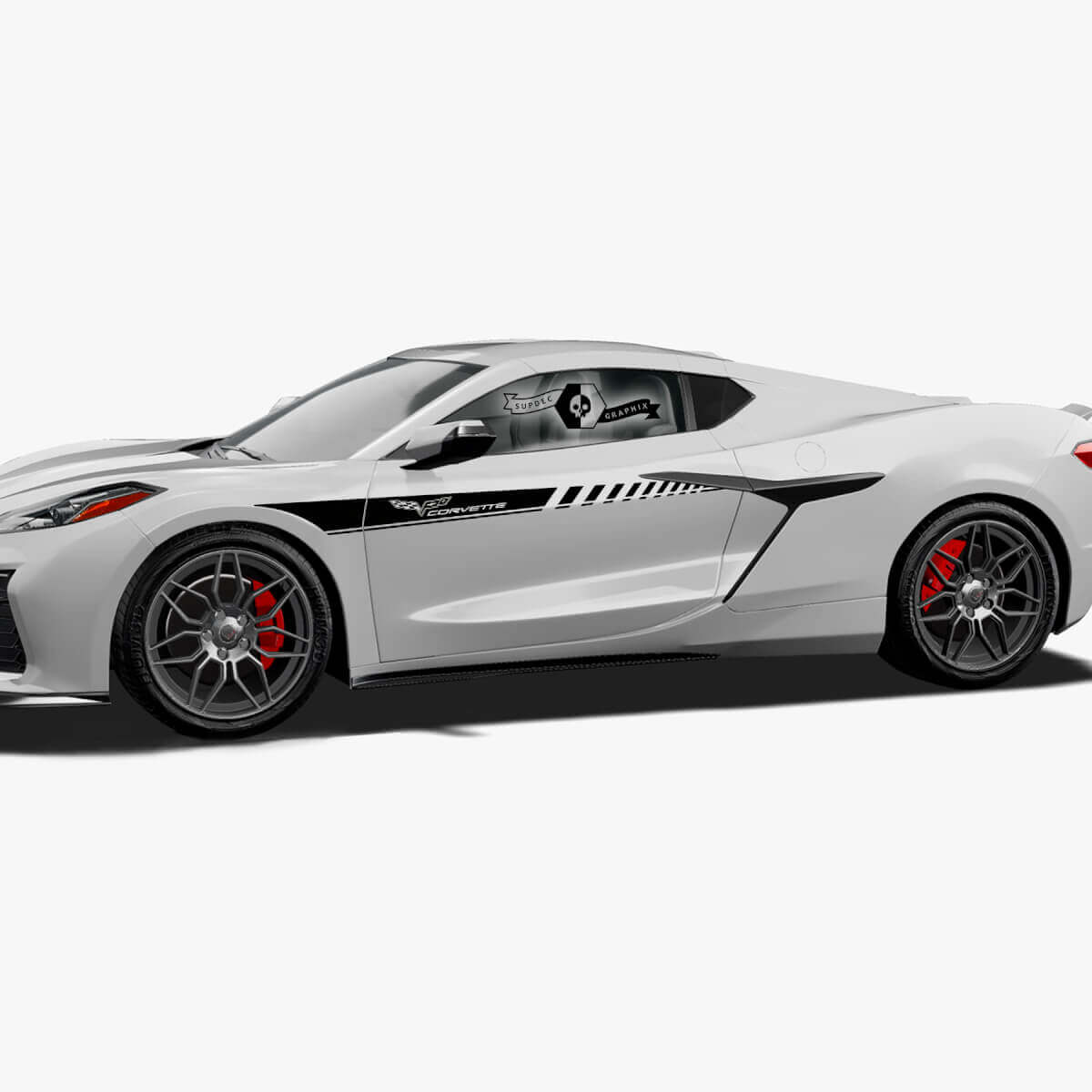 2x Chevrolet Corvette Z06 Zijdeuren Omhoog Streep Logo Lijnen Trim Vinyl Sticker
