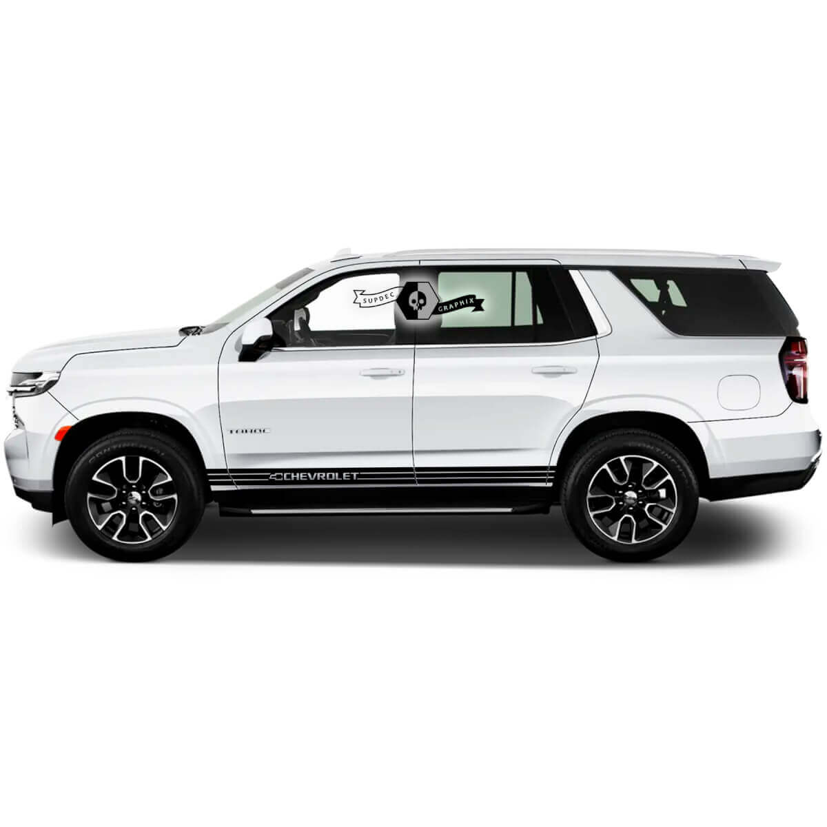2X 2020 2021 2022 2023 + Graphics Chevrolet Tahoe Strepen Rocker Panel Lines Logo Vinyl Sticker
