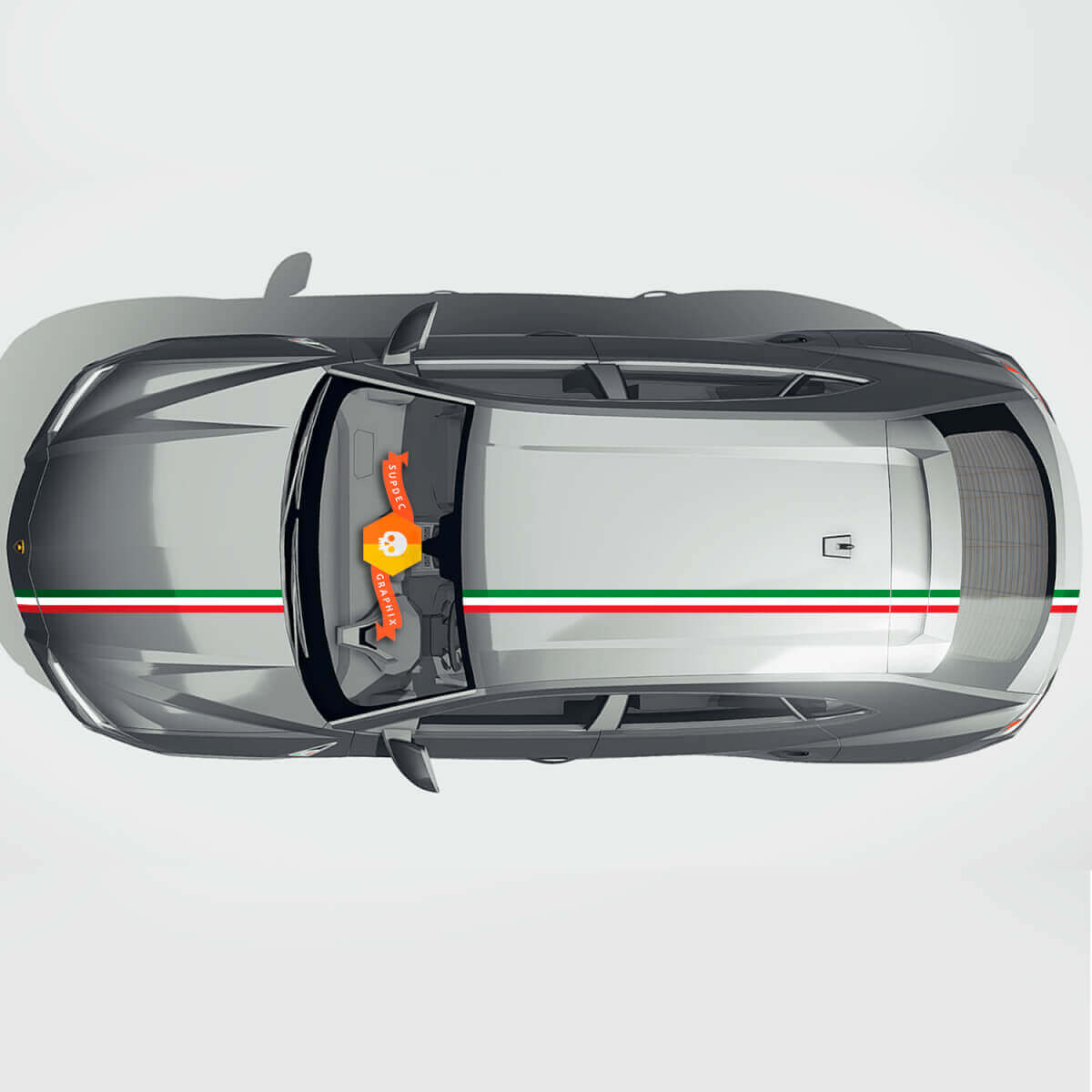 Italiaanse vlag motorkap dakstrip vinyl decal kit voor Lamborghini Urus 2021-2023