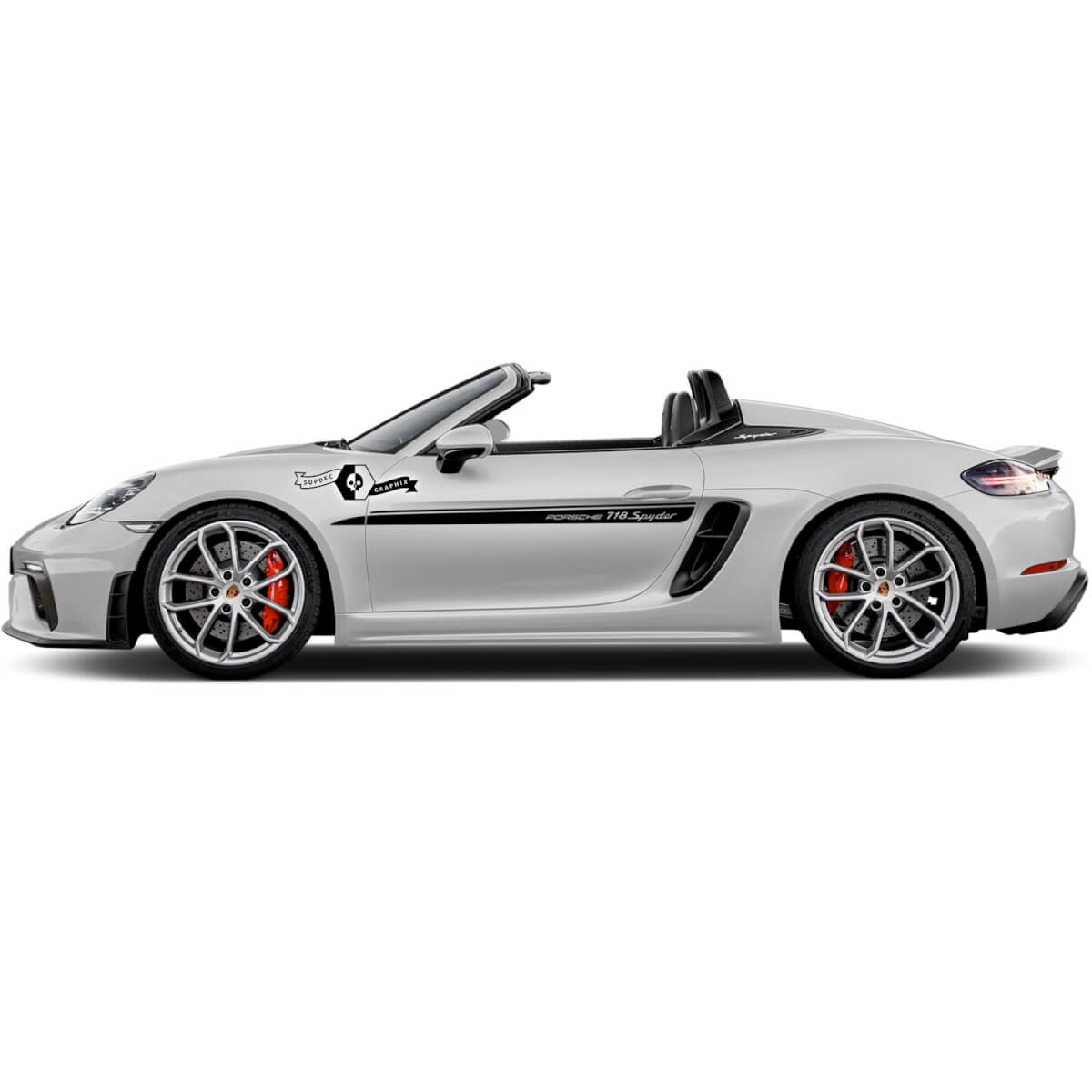 2 Porsche 2022 Porsche 718 Spyder Doors Up Trim Side Stripes Kit Decal Sticker
