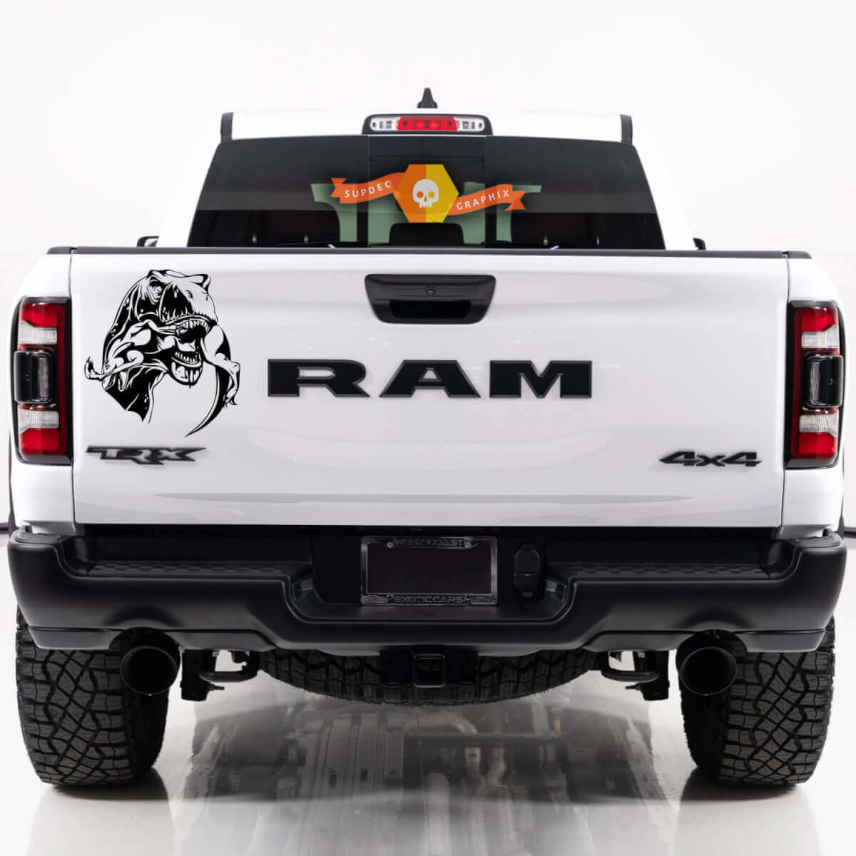 T-Rex Eet Raptor Achterklep Vinyl Sticker voor Dodge Ram TRX 2023