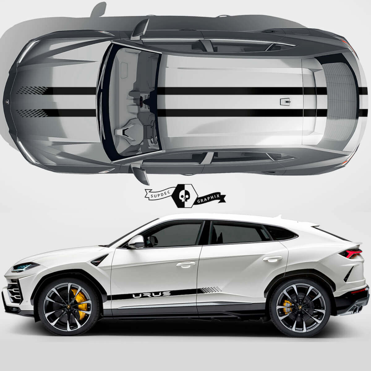 Zijdeuren Motorkap Daklijnen Geruite Strepen Vinyl Decal Sticker Graphics Voor Lamborghini Urus 2021 - 2023