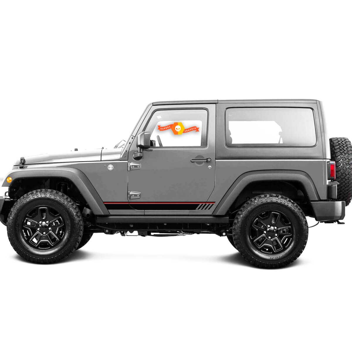 2 Nieuwe JEEP Decal Sticker Twee Kleuren Rocker Panel Rode-lijn graphics decals Wrangler
