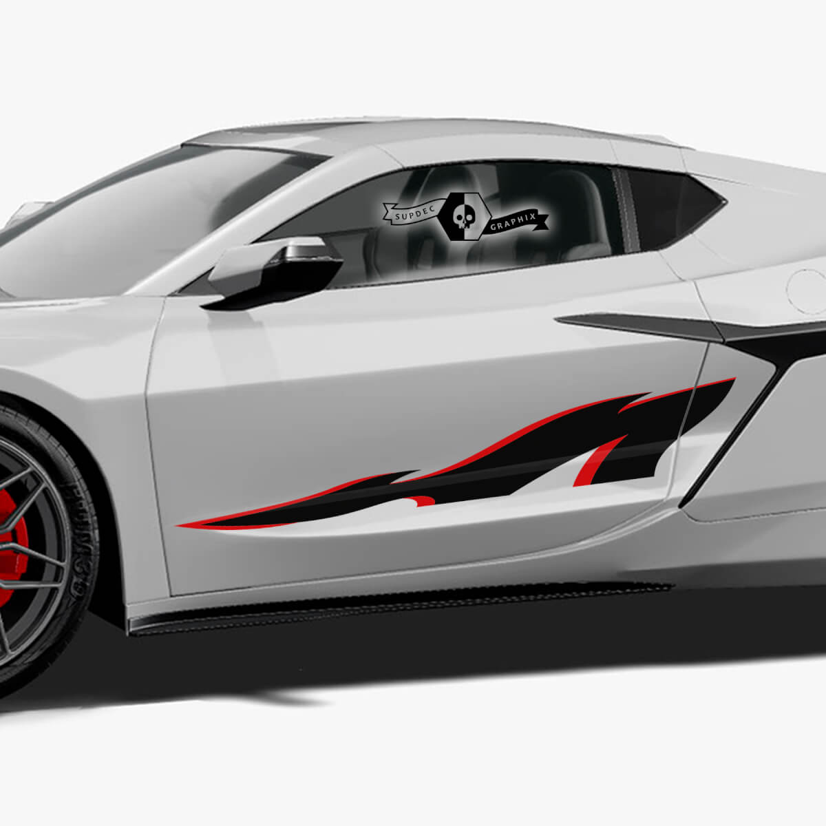 2x Chevrolet Corvette Z06 Zijdeur Strepen Stingray 2 Kleuren Vinyl Sticker
