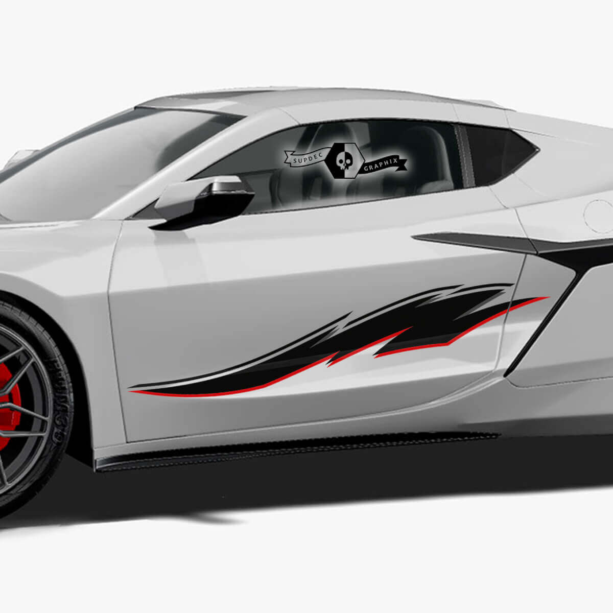 2x Chevrolet Corvette Z06 zijdeuren strepen Stingray 2 kleuren trim-up vinyl sticker
