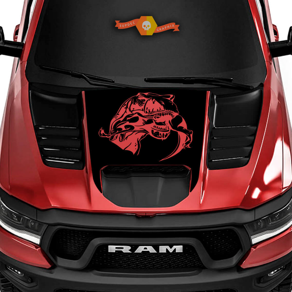 T-Rex Eetende Raptor Motorkap Vinyl Decal voor Ram 1500 TRX