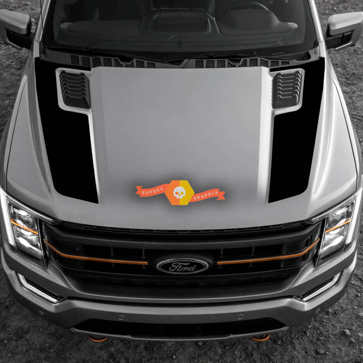 Dubbele Motorkap Strepen Vinyl Stickers voor Musclecar Truck Tremor 2022-2023