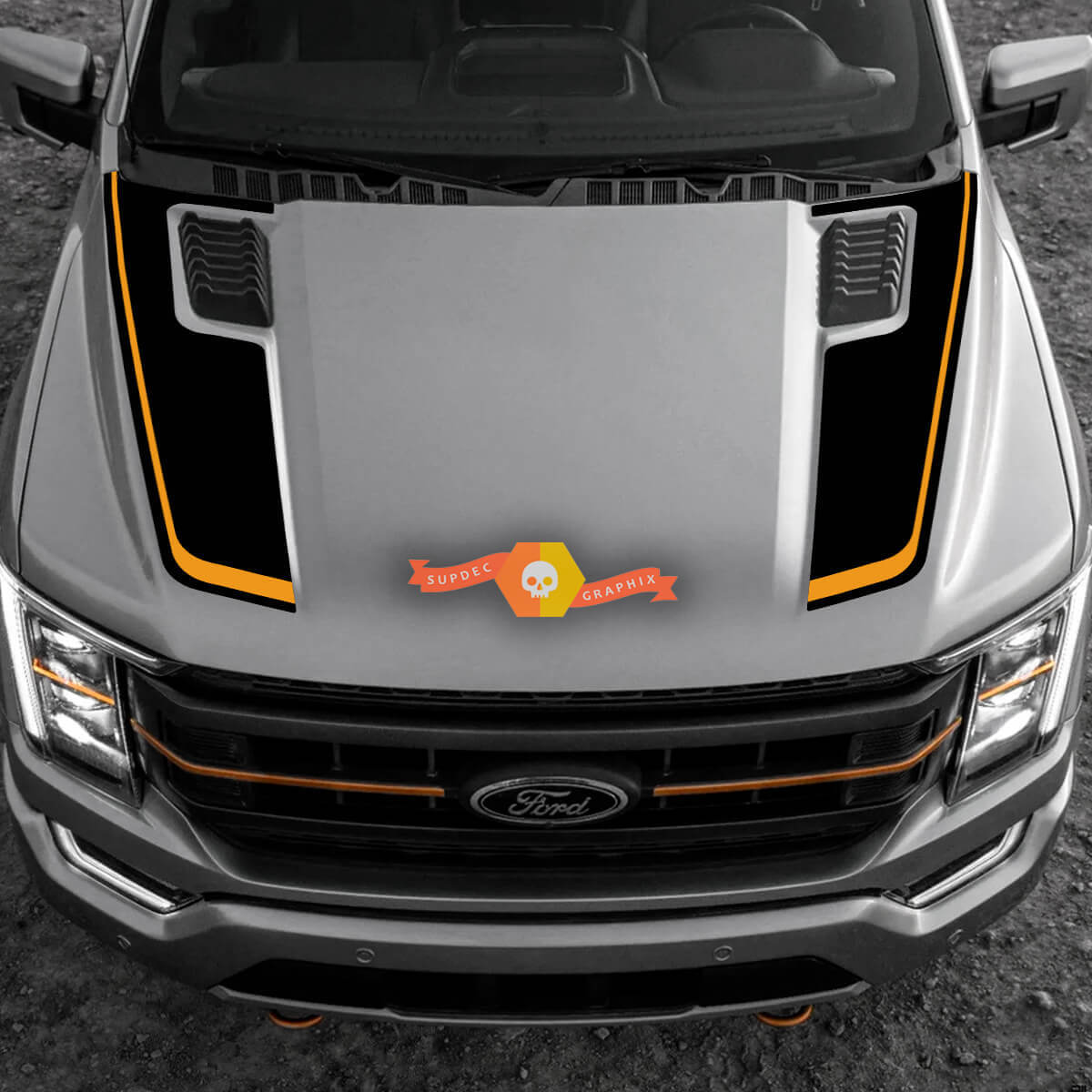 Dubbele motorkapstrepen vinylsticker voor Musclecar F-150 Tremor 2022-2023