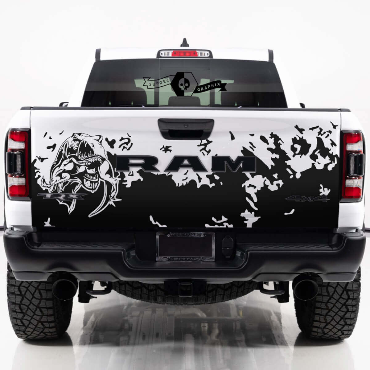 T-Rex Eet Modder Spatbord Achterklep Vinyl Decal voor Dodge Ram TRX