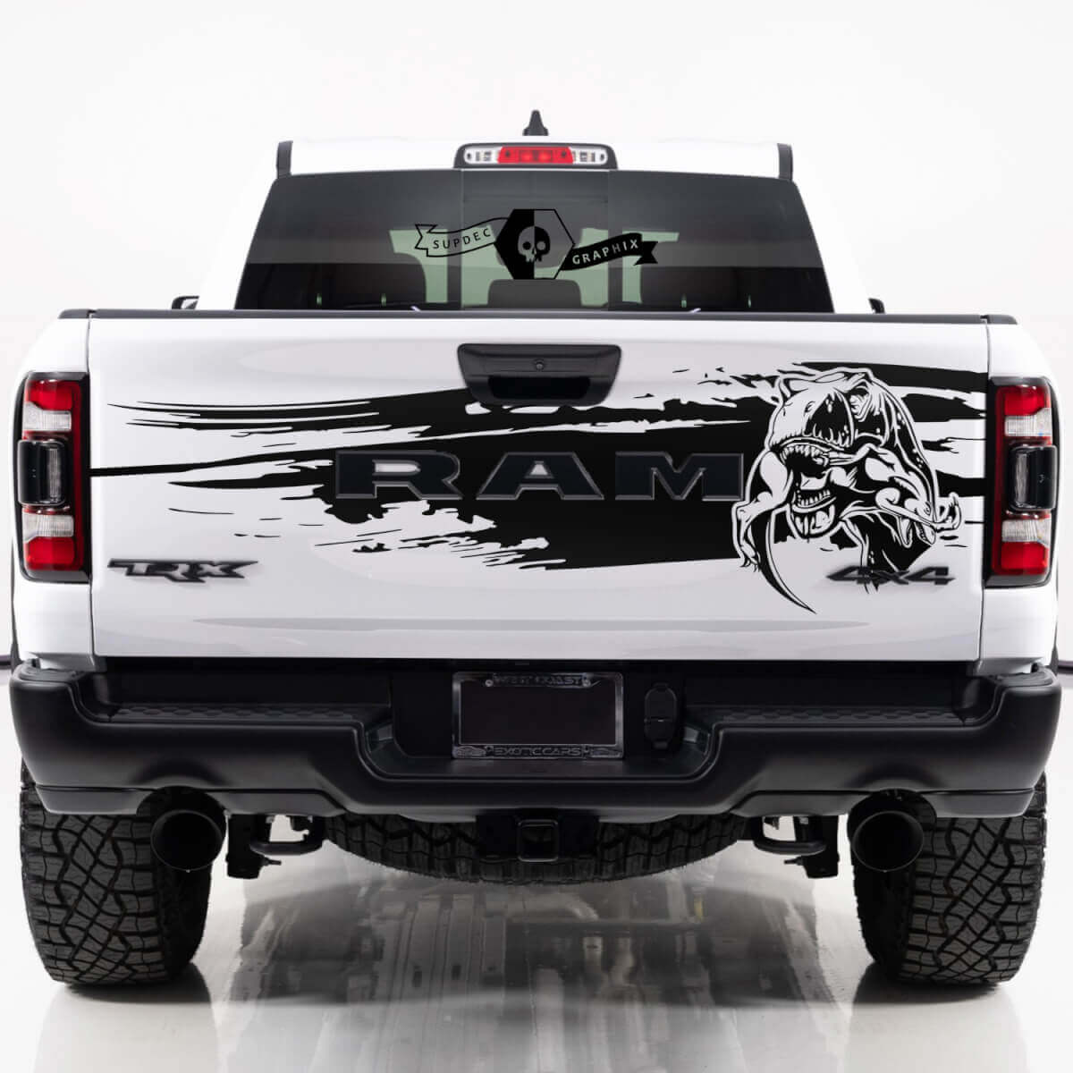 T-Rex Modderspatten Achterklep Vinyl Sticker voor Dodge Ram TRX