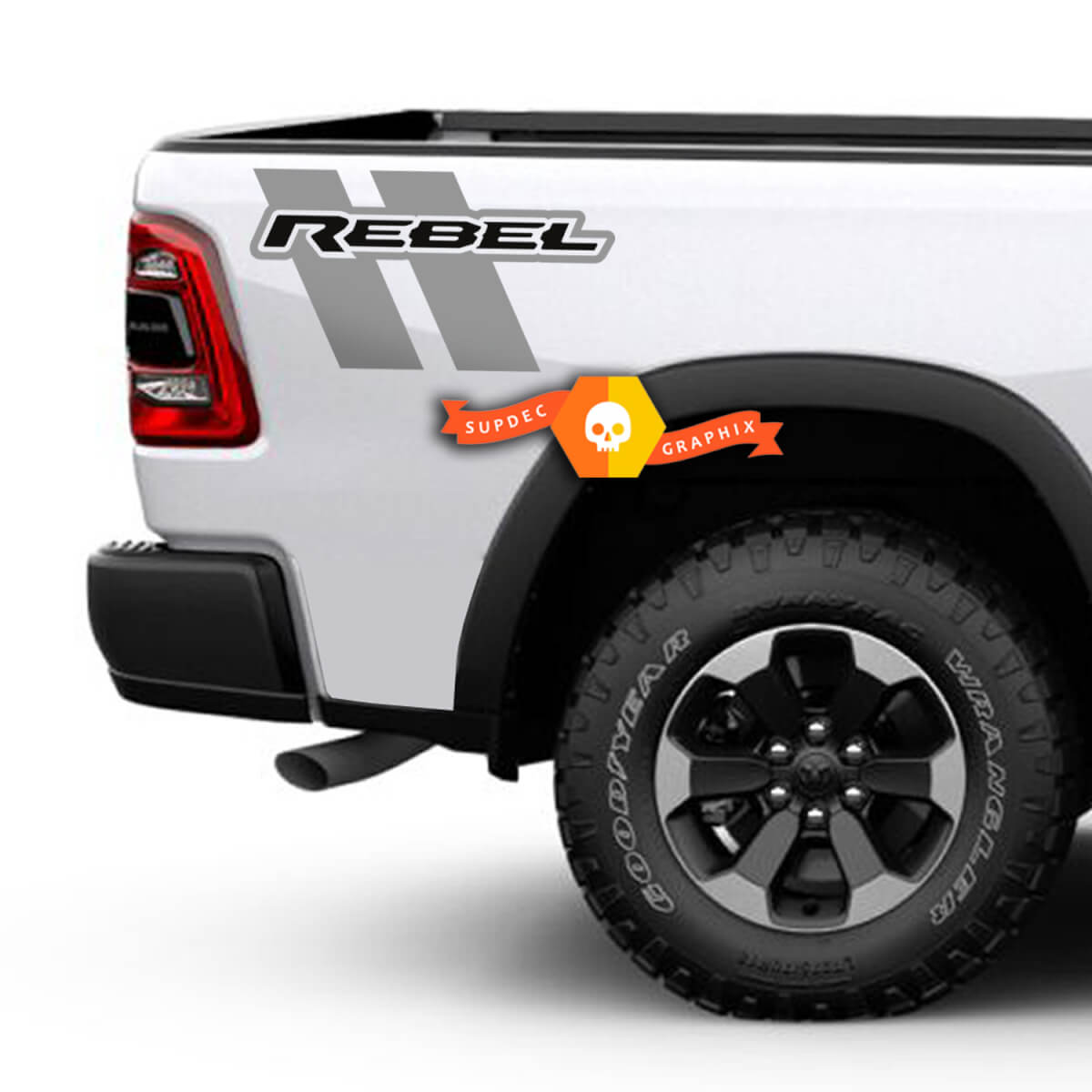 Paar ram 1500 rebel hash bed bedlogo vinyl twee kleuren stickers stickers graphics