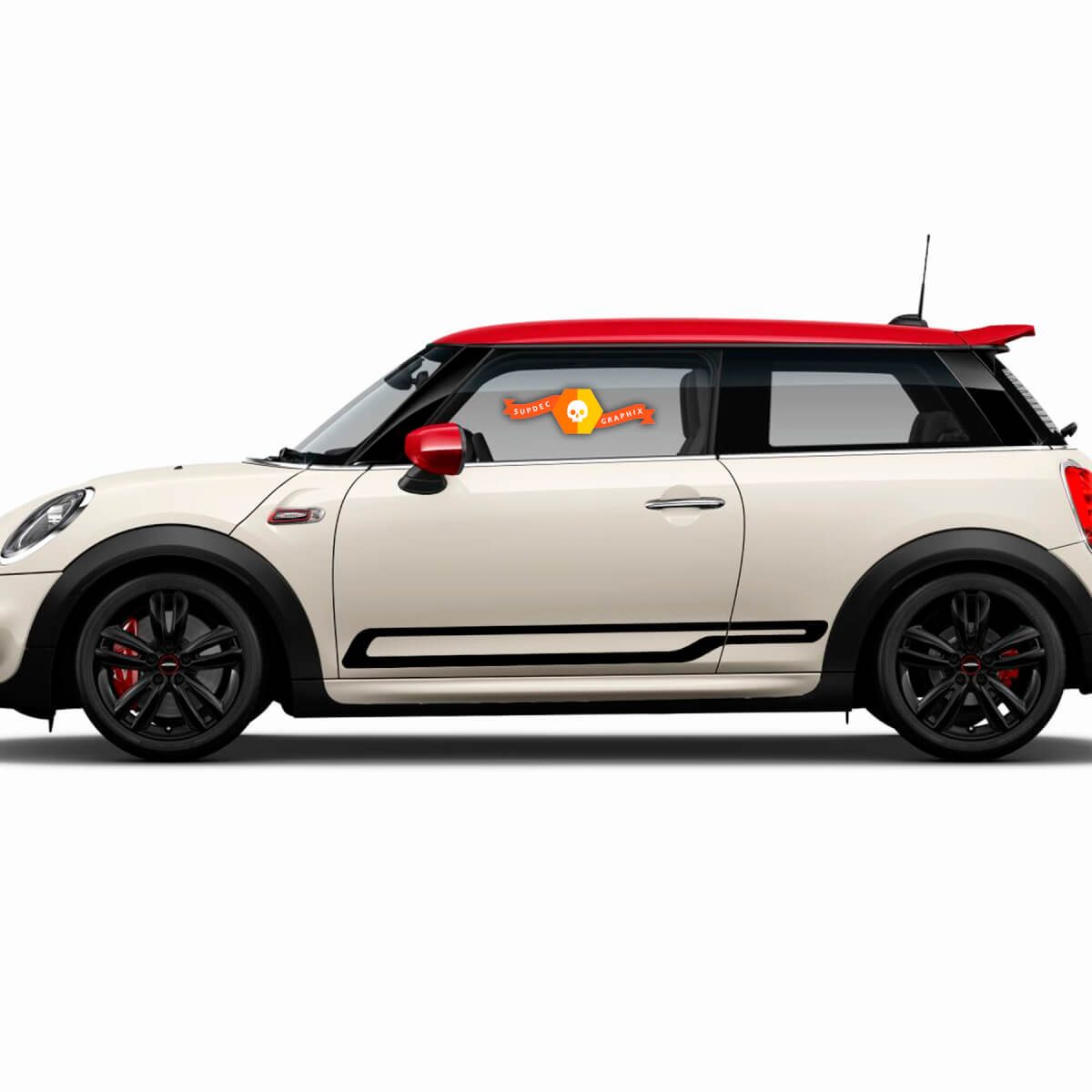 Paar Mini F56 GP -stijl zijdeuren Rocker Paneel Decalstrepen Sticker Red Cooper S John Cooper Works