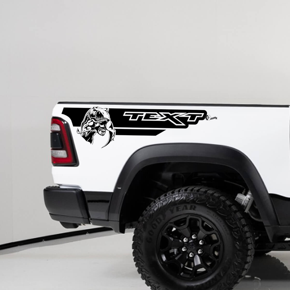 TRX-stijl aangepaste tekst achterste zijstrepen vinyl stickers voor Dodge Ram 1500