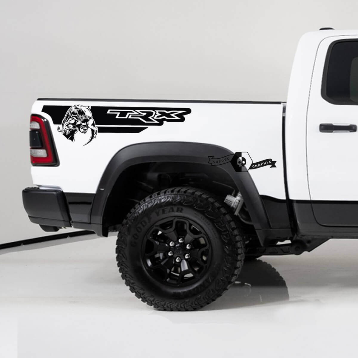 TRX-stijl achterzijstrips vinyl decals voor Dodge Ram 1500