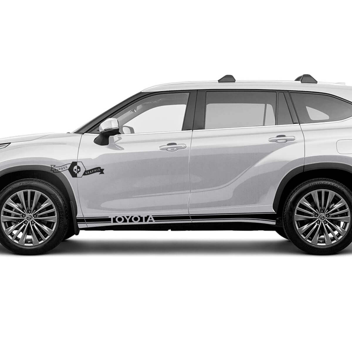 Paar Toyota 2020 Highlander Doors Bed Side Slim Rocker Panel Trim Decal Graphic Sticker Side Stripe Kit
