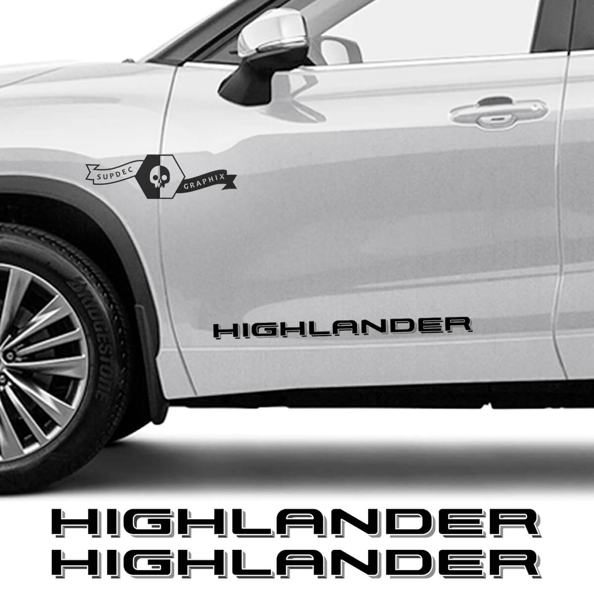 Paar Toyota 2020 Highlander deuren sticker grafische sticker zijkant kit

