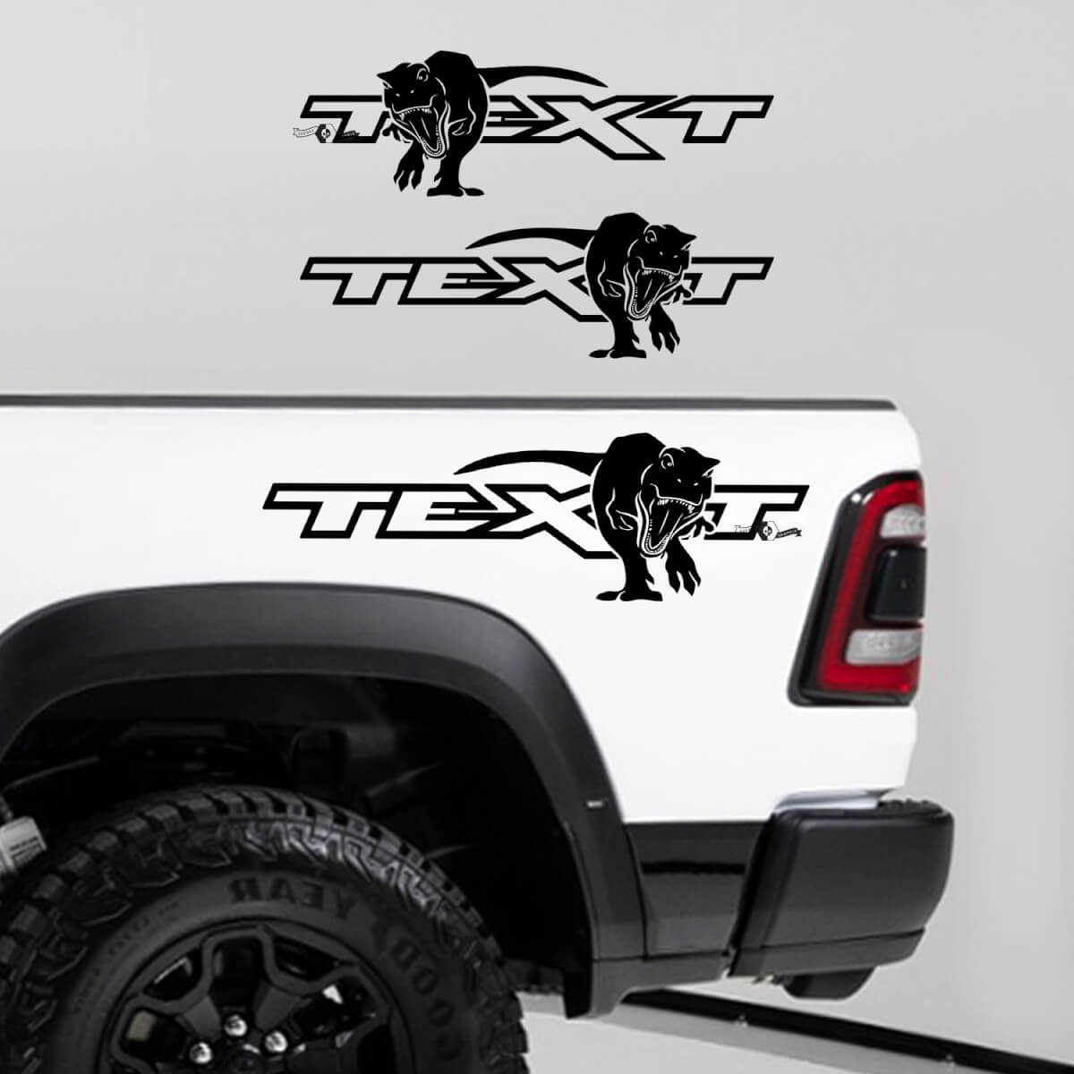 T-Rex & Custom Tekst Zijbed Vinyl Decal Set voor Dodge Ram 1500 TRX