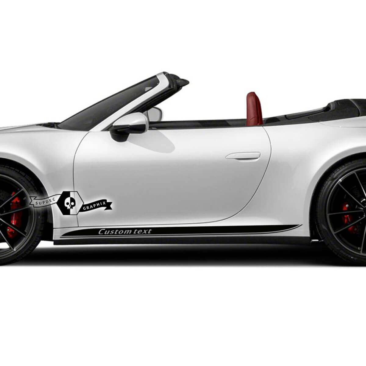 2 nieuwe Porsche 911 Porsche Carrera Rocker Panel Side Line Slim Stripes Doors Up Kit Decal Sticker Aangepaste tekst
