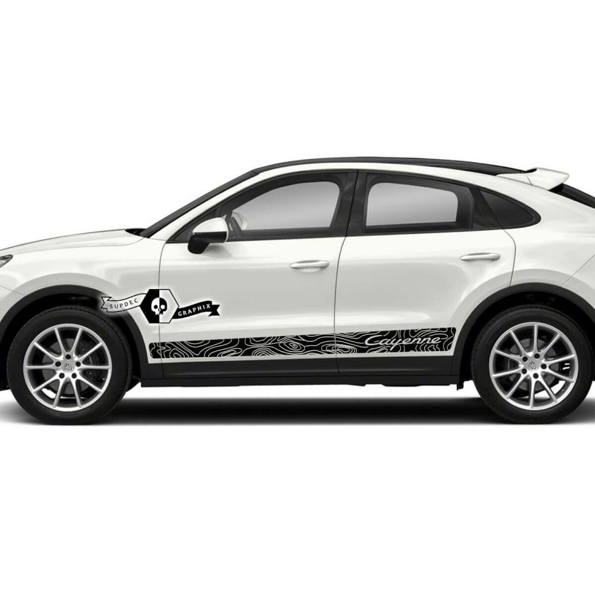 Porsche Cayenne S GTS Turbo Turbo Side Stripes Deuren Rocker Panel Decals Contour Map Stickers 2003 -- 2023 heden
