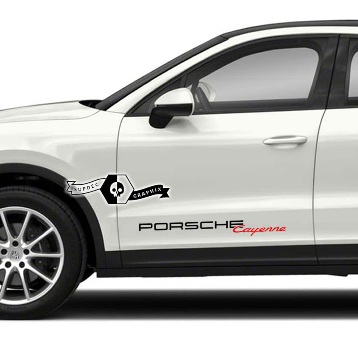2 Porsche Cayenne zijdeurensets Logo-stickers Stickers 2 kleuren
