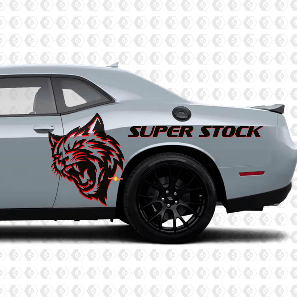 Wildcat Super Stock zijvinyl decal set voor Dodge Challenger of Charger