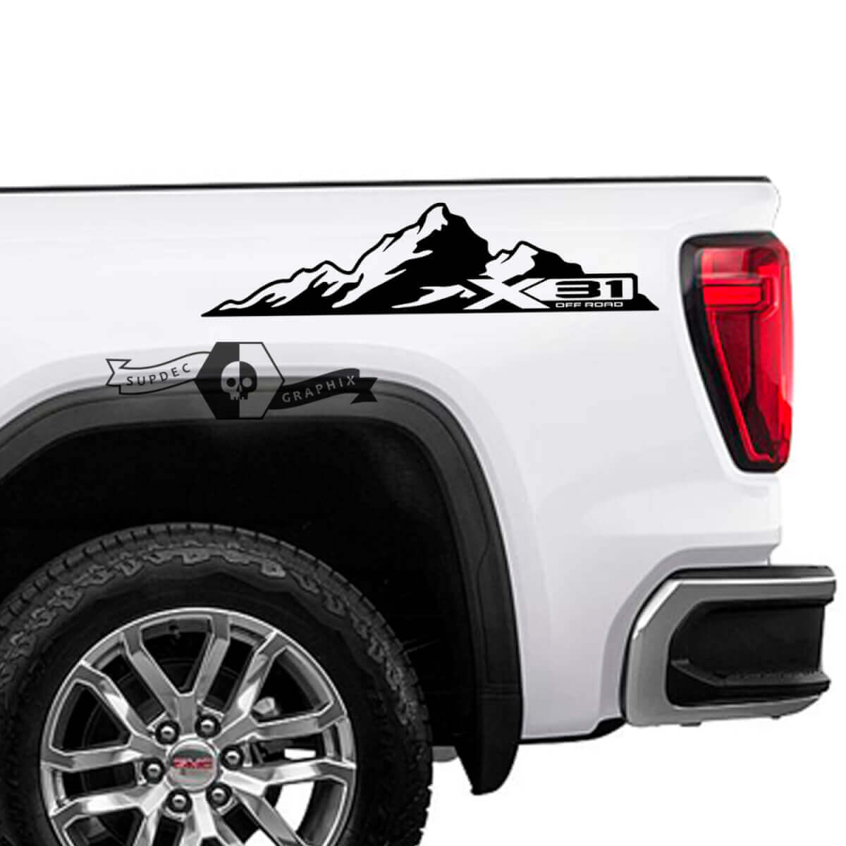 X31 Off Road Mountain Side Vinyl Stickers voor 2023 GMC Sierra 1500
