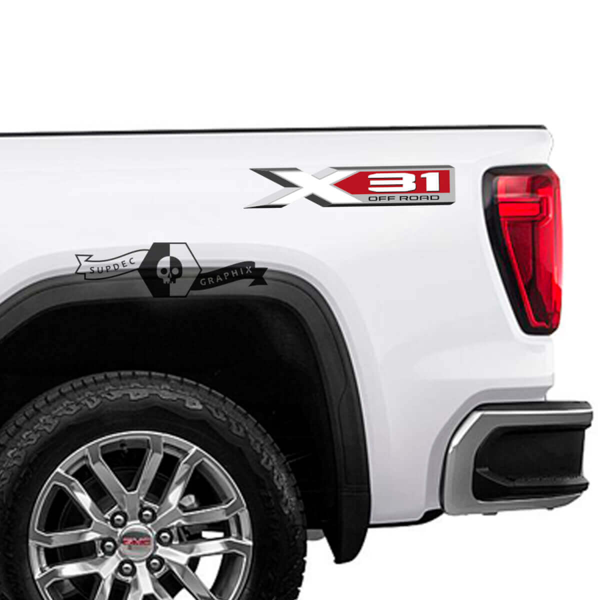 X31 Off Road Achterzij Vinyl Decal Set voor GMC Sierra 1500