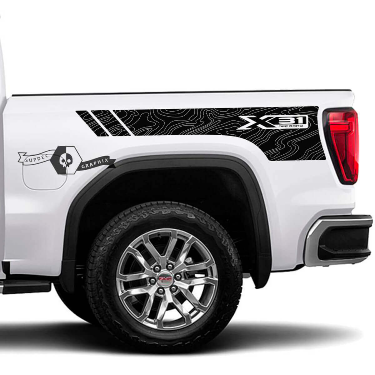 X31 Topografische Bedzijde Vinyl Decal Set voor GMC Sierra 1500 2023