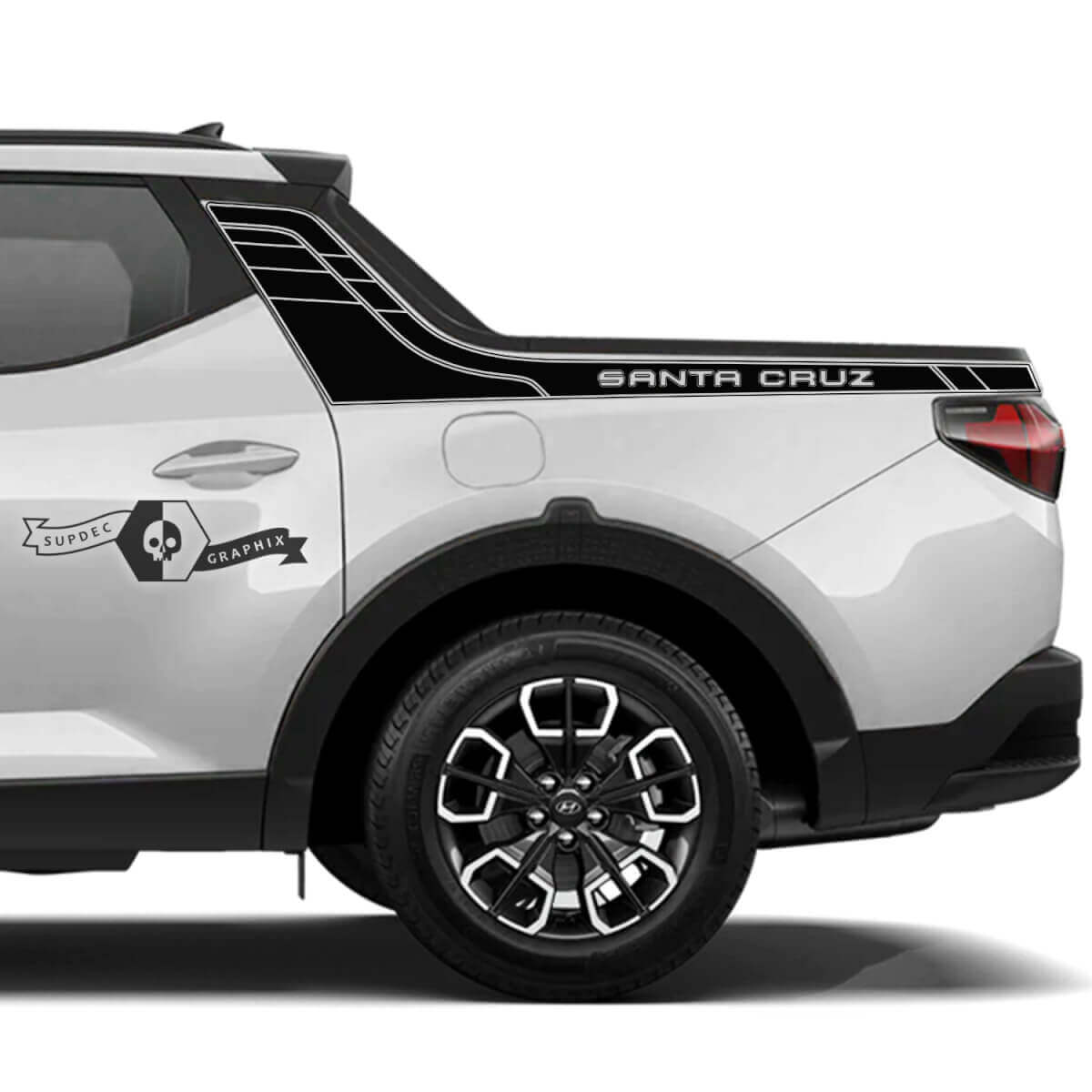 Modern Rally Side Bed Lettering Vinyl Stickerset voor Hyundai Santa Cruz