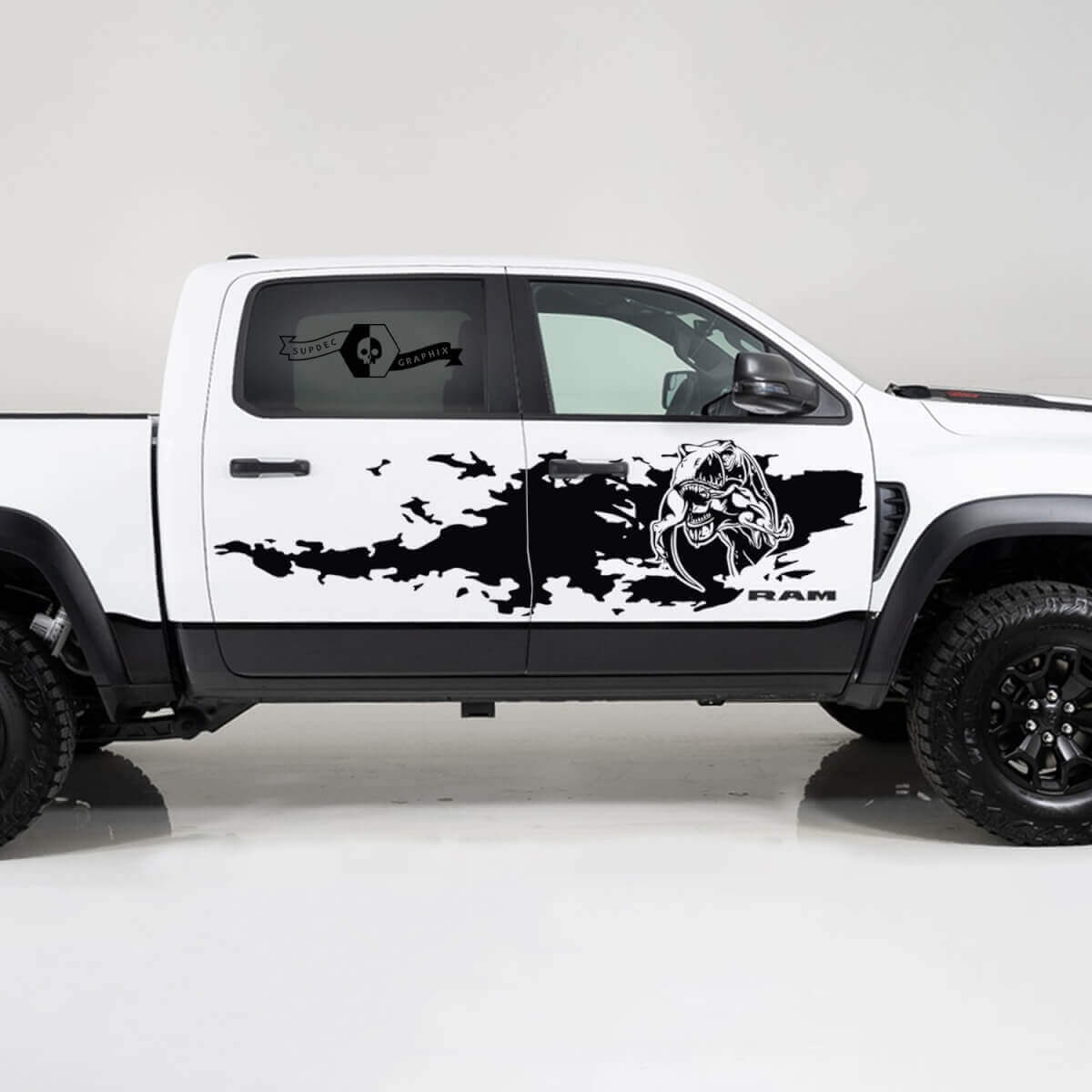 TRX Eet Modder Spatstijl Zijvinyl Decal Kit voor Dodge Ram1500 2021+