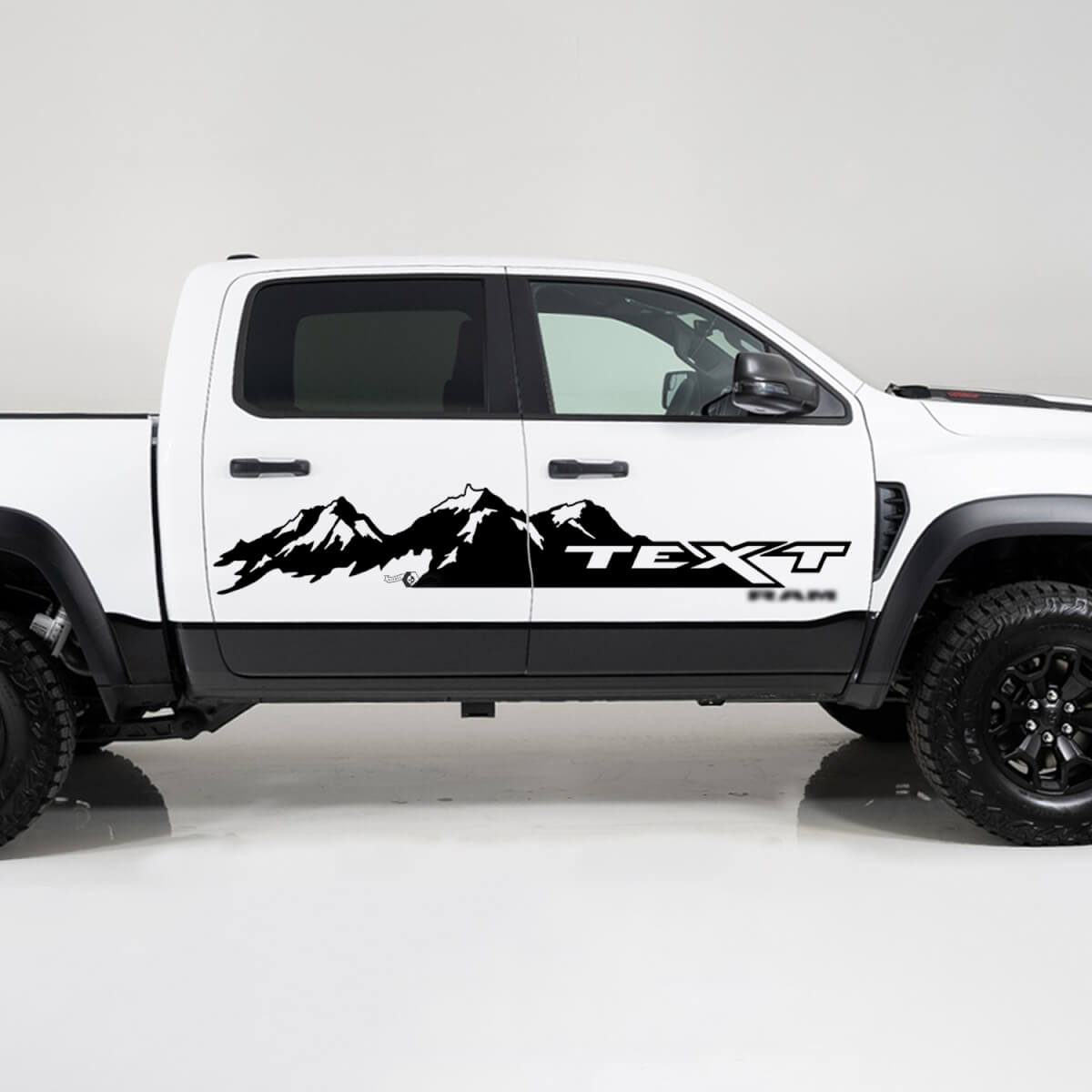 Bergketen & Aangepaste Tekst Zij Vinyl Decal Sticker voor Dodge Ram 1500