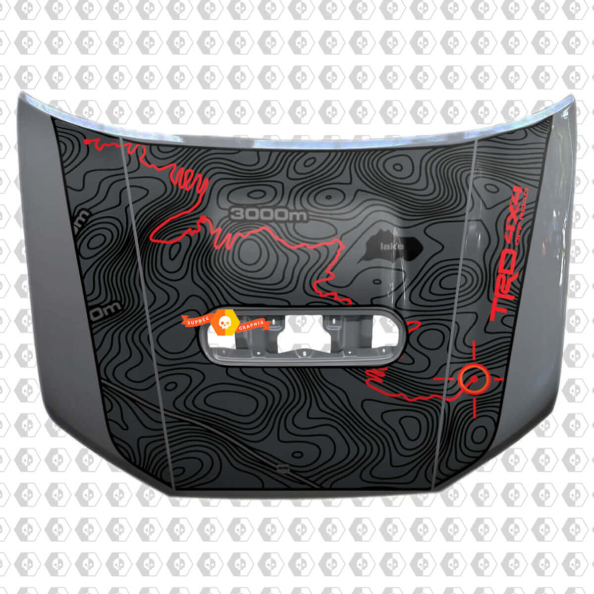 Toyota Tacoma 2020 Blackout Topografische kaart Avontuurlijke reis Vinyl Hood Decal Sticker TRD off-road
