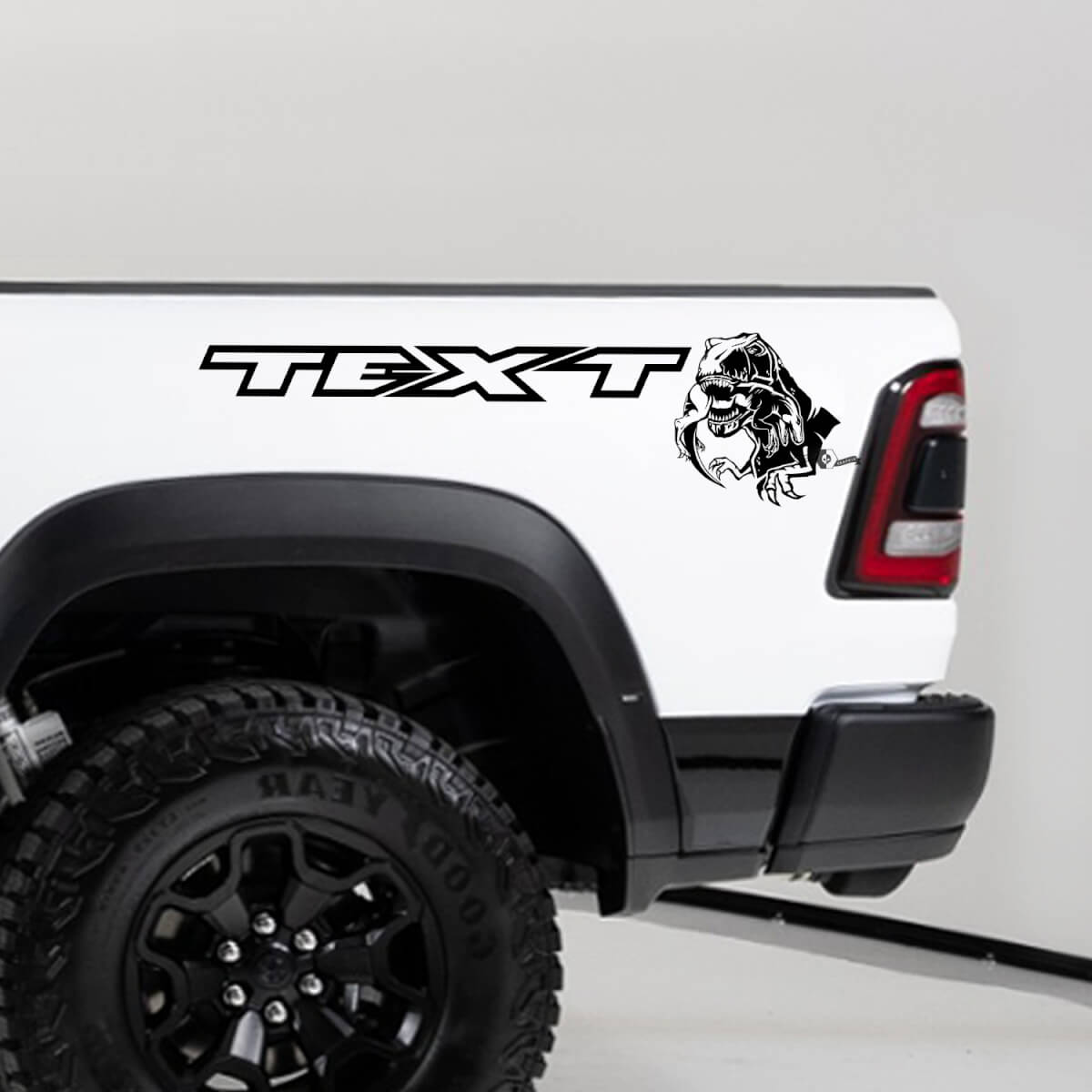 T-Rex Eet Raptor Achterzij Vinyl Stickerset voor Dodge Ram TRX 2020-23