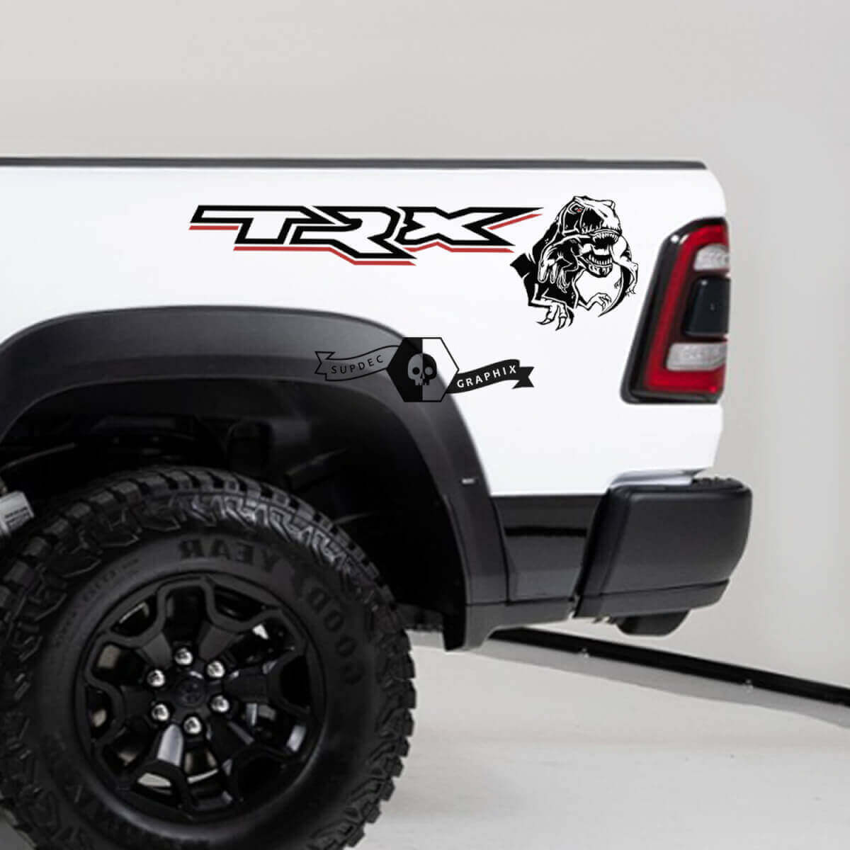 T-Rex Eetende Raptor Bedzijde Vinyl Stickerset voor Dodge Ram TRX 2020-23